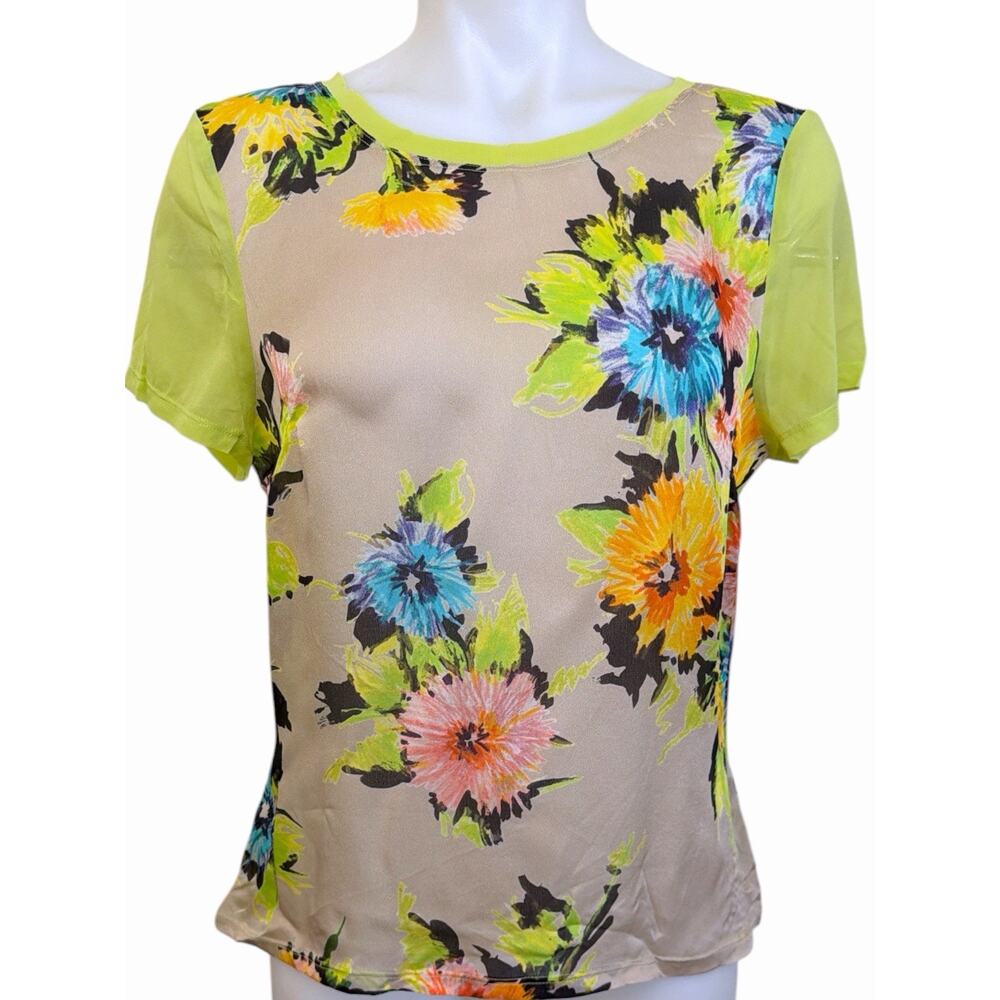 Blumarine Silk Shirt Lime Green Y2k Size D38/ Us 8